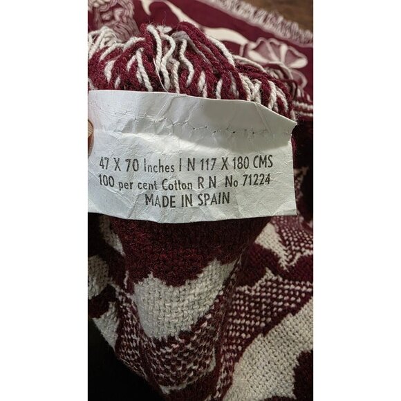 Vintage Christmas-Themed Woven Cotton Throw Blanket 47" X 70" Made In Spain - Picture 4 of 8